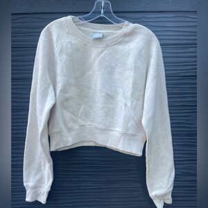 TNA Cozy Perfect Crop Crewneck Oatmeal Tan Aritzia Medium